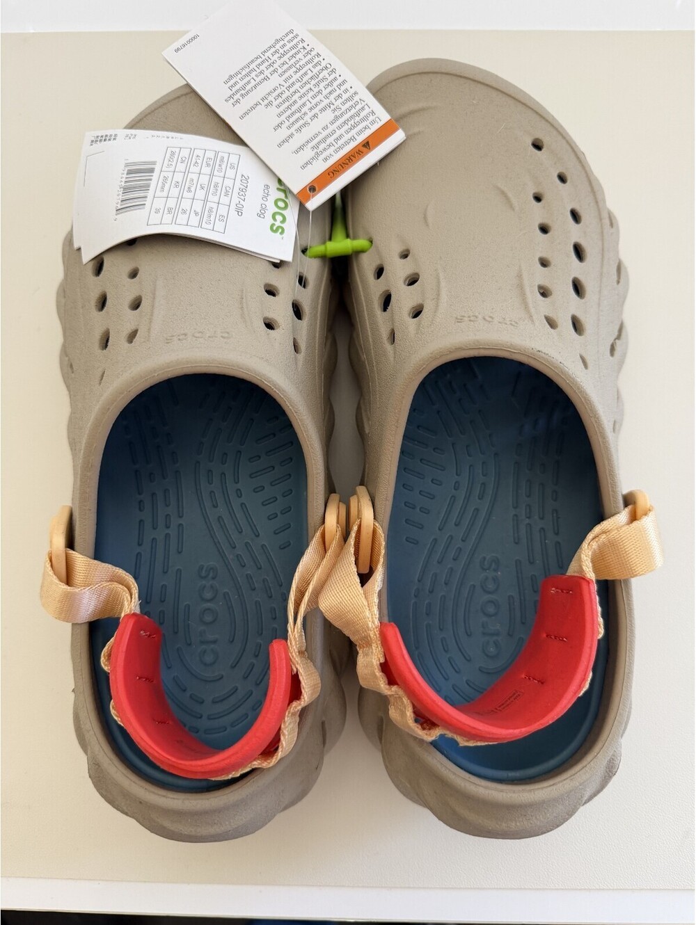Crocs Echo Clog Bark Brown Unisex Sandals Men 8 / Women 10